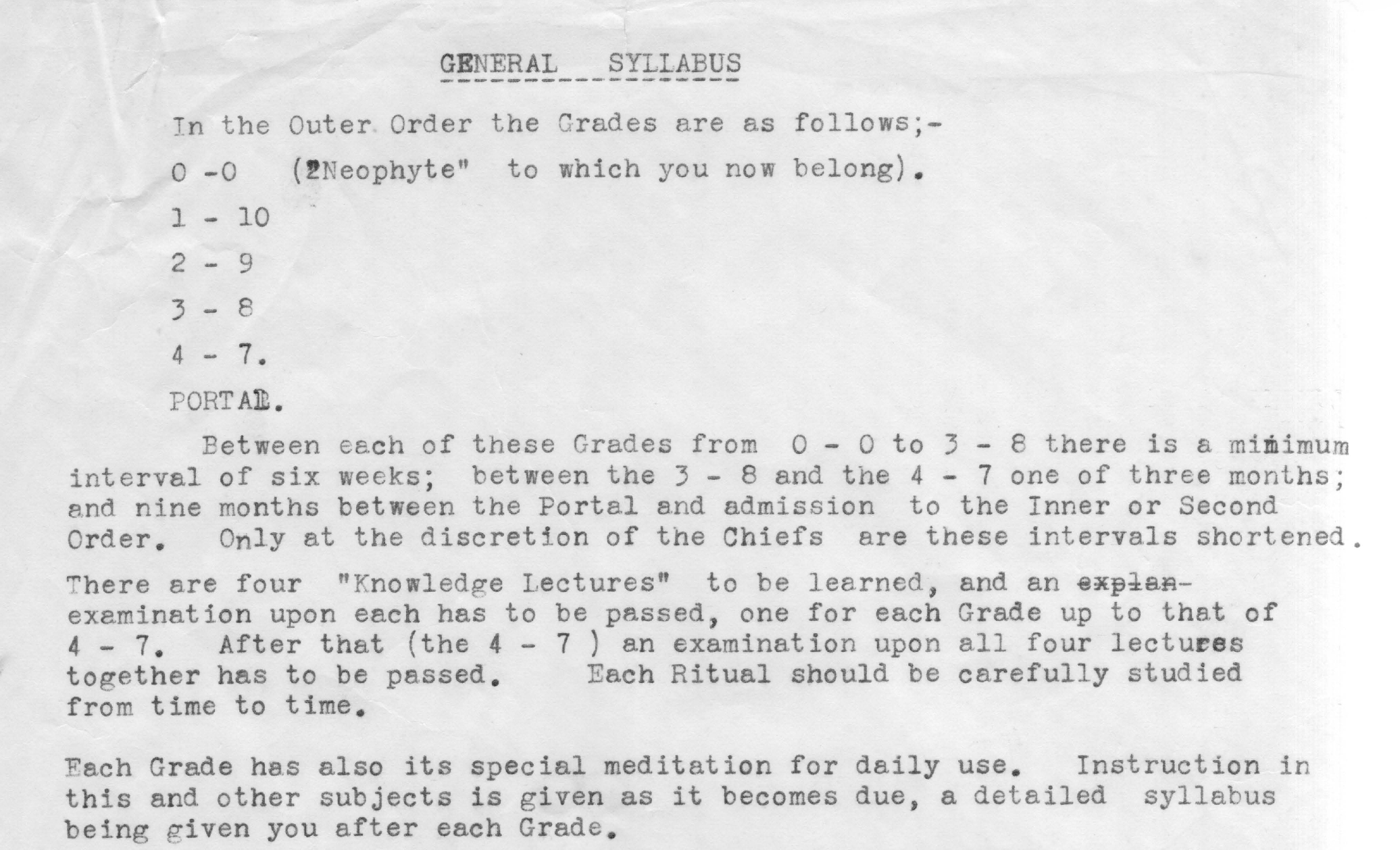 The Outer Order Syllabus